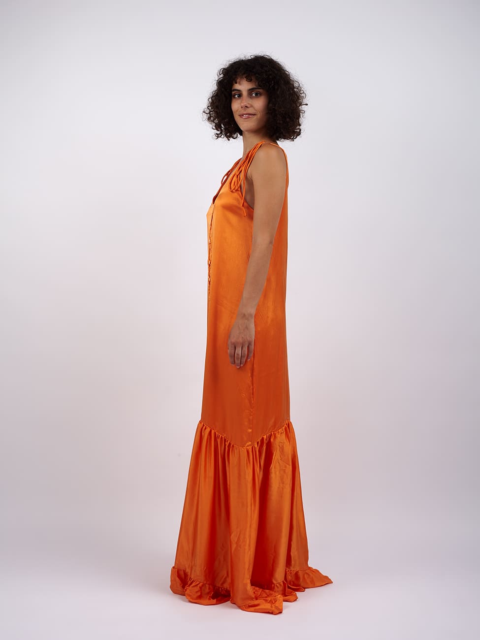 Vestito lungo seta Rukiya - arancione - Bijondo