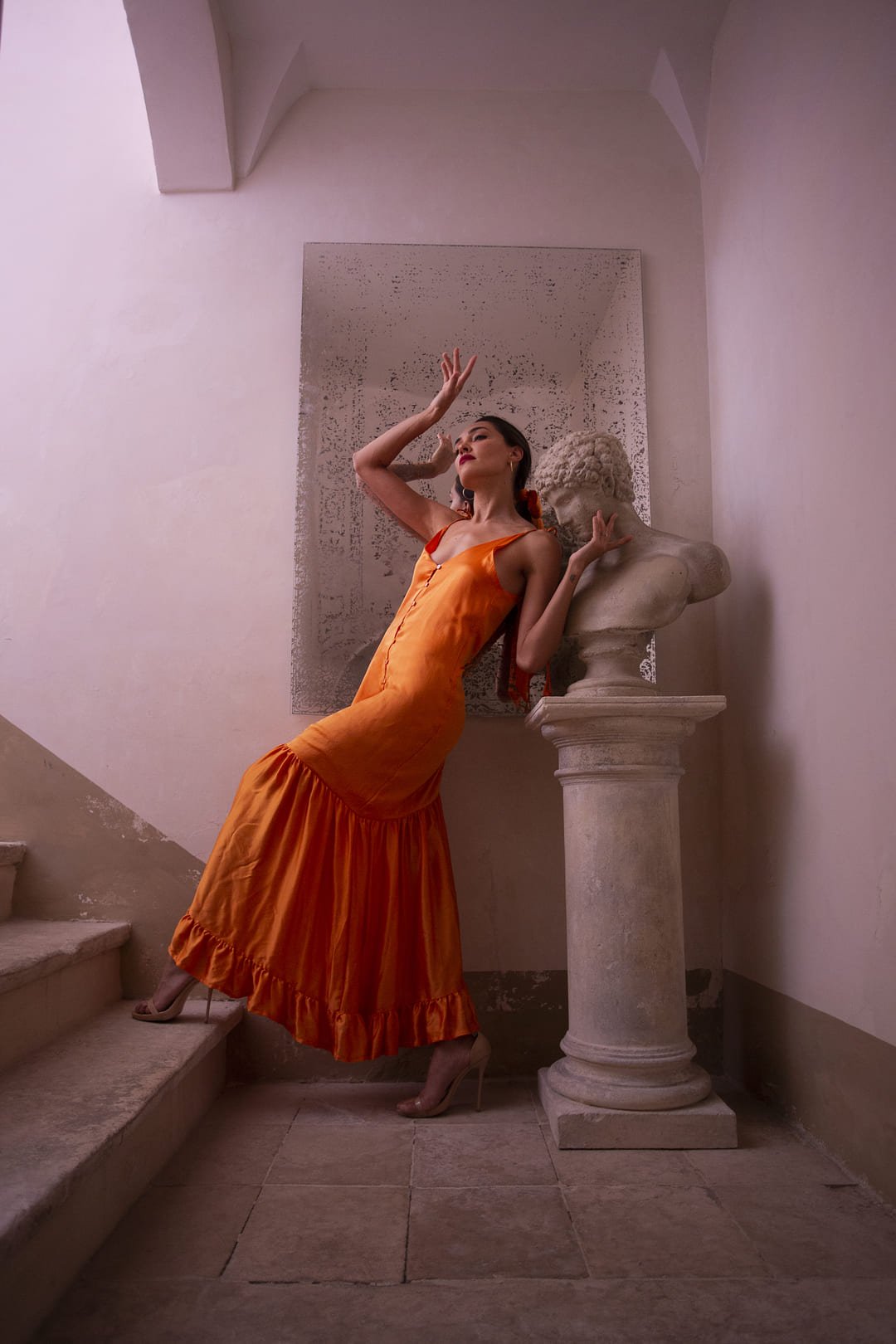 Vestito lungo seta Rukiya - arancione - Bijondo