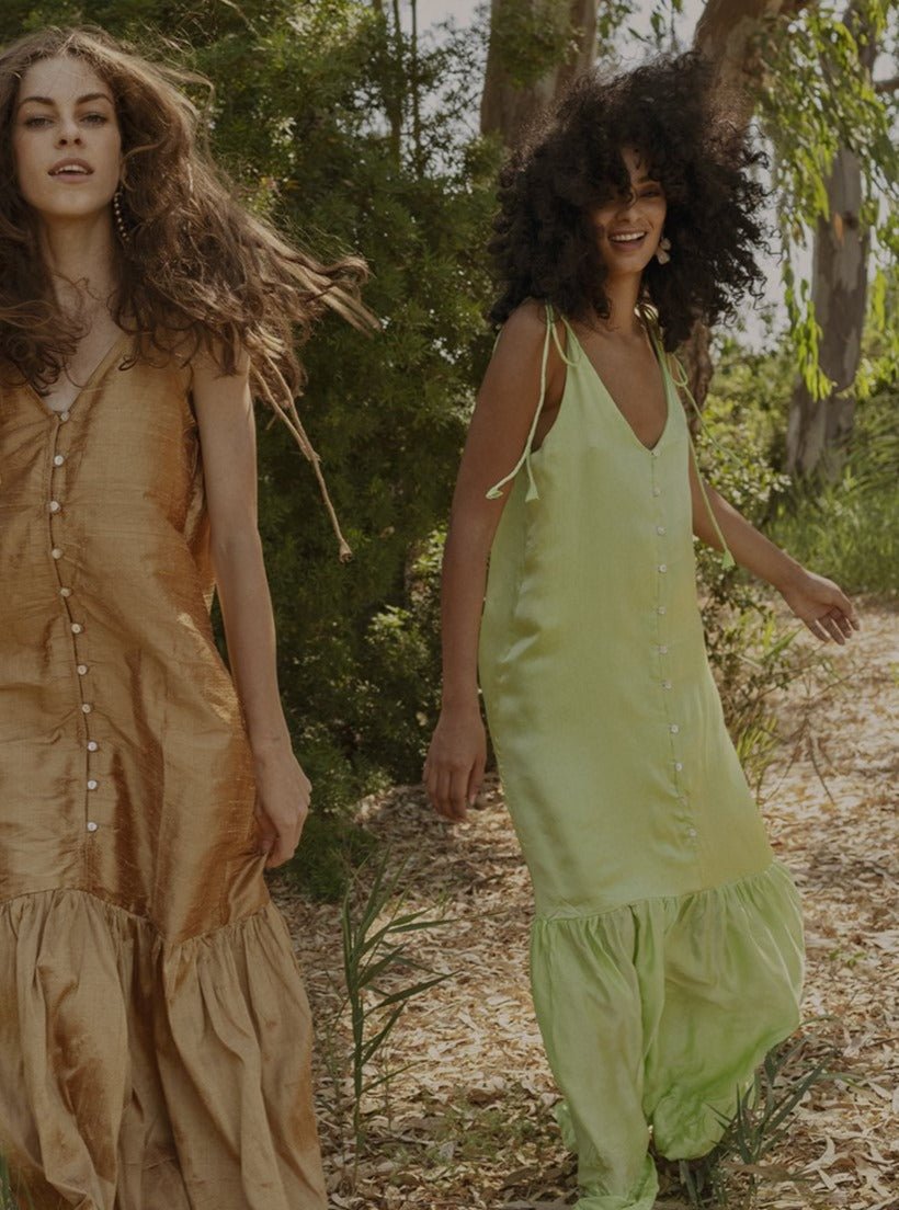 Vestito lungo seta Rukiya - arancione - Bijondo