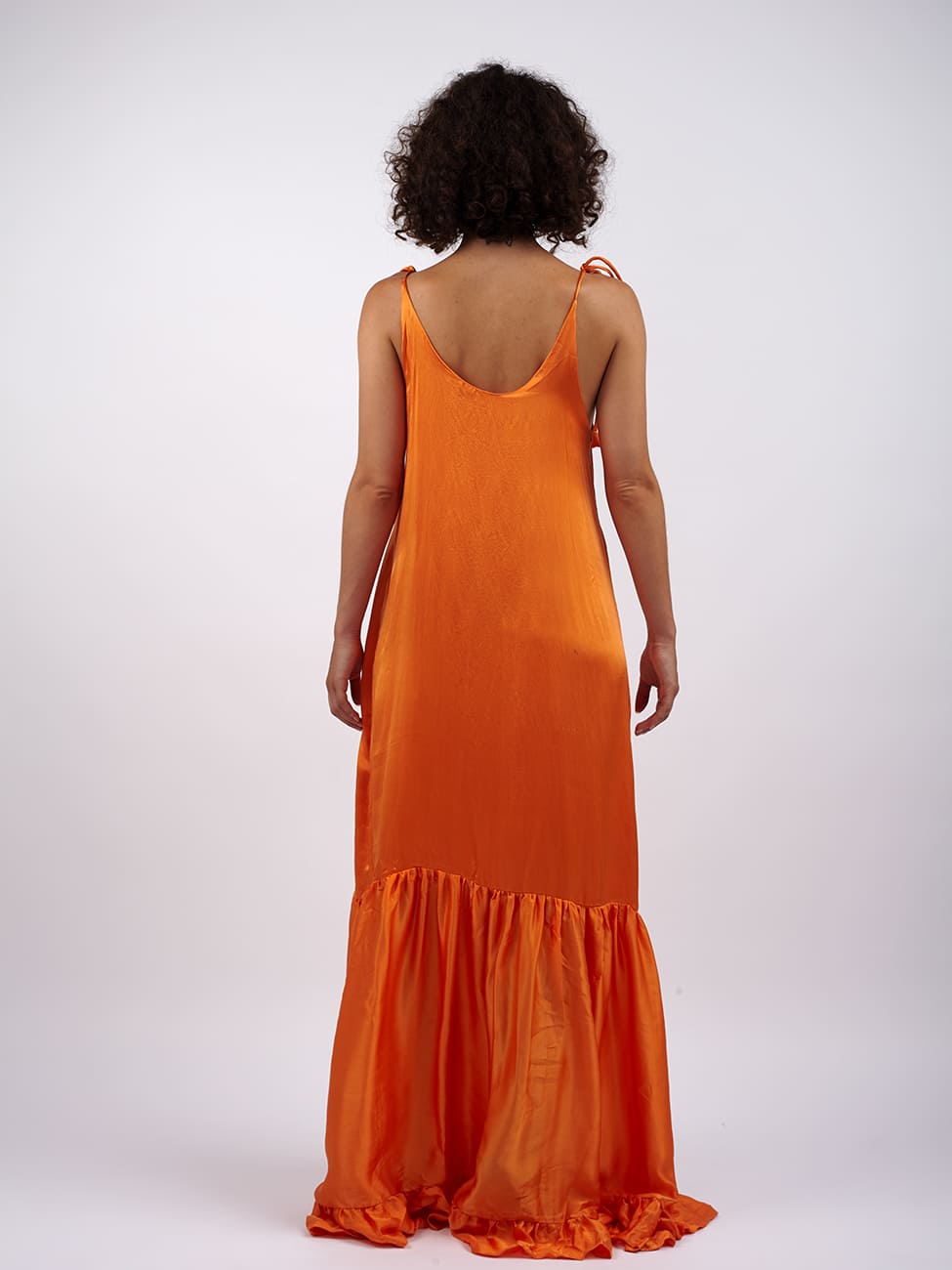 Vestito lungo seta Rukiya - arancione - Bijondo