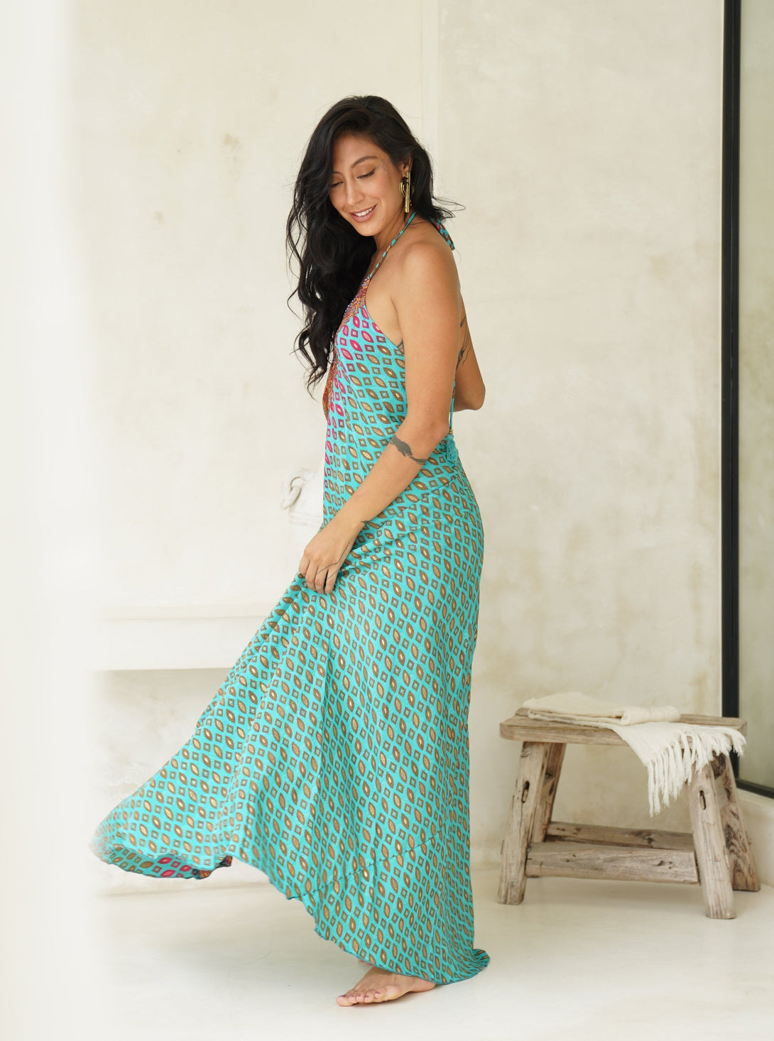 Vestito lungo seta fascia oro Cleopatra-rosso-Bijondo