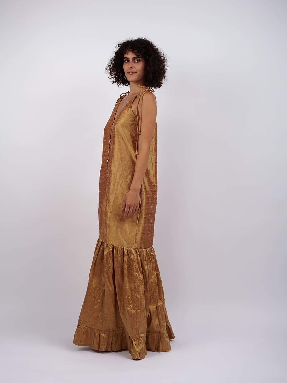 Vestito lungo seta grezza Rukiya - XS-S - Bijondo