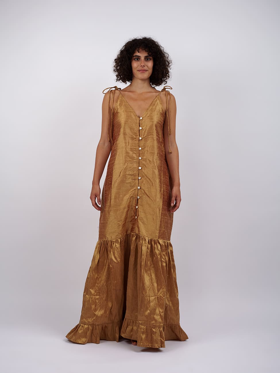 Vestito lungo seta grezza Rukiya - XS-S - Bijondo