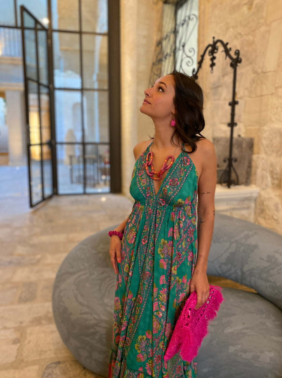 Vestito lungo seta open back Nina-Vestito-WhyY-Bijondo