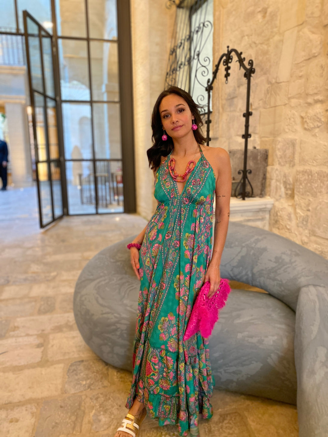 Vestito lungo seta open back Nina-Vestito-WhyY-Bijondo