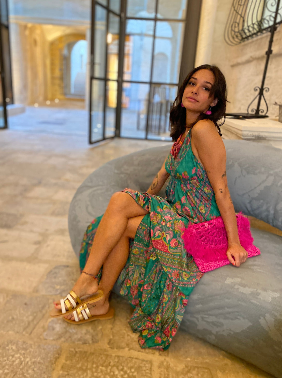 Vestito lungo seta open back Nina-Vestito-WhyY-Bijondo