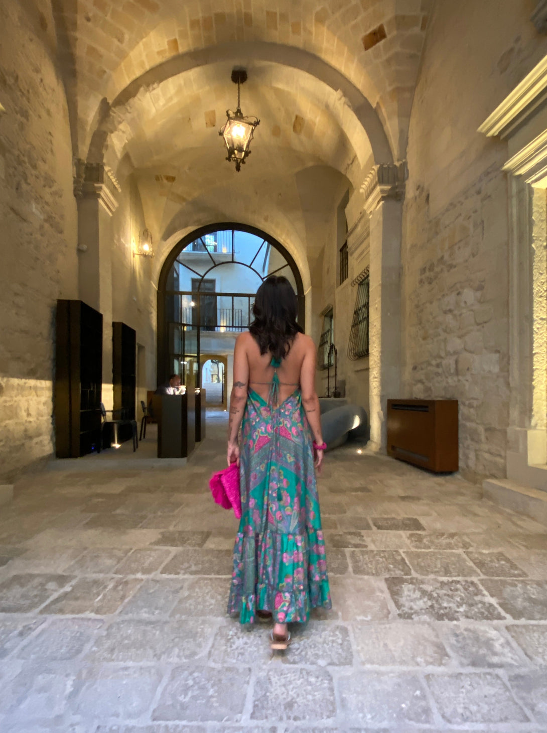 Vestito lungo seta open back Nina-Vestito-WhyY-Bijondo