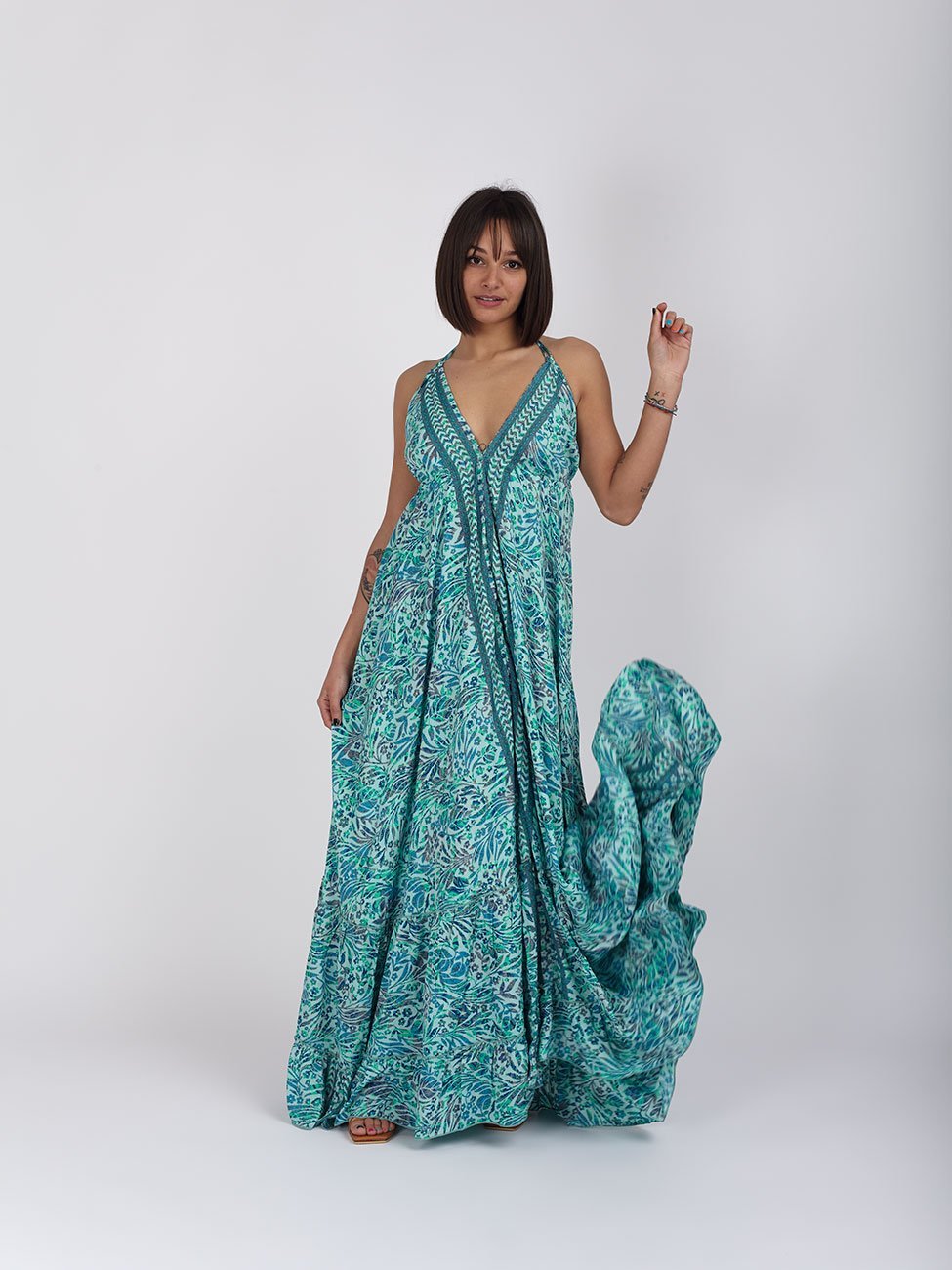 Vestito Nina seta - celeste - Bijondo