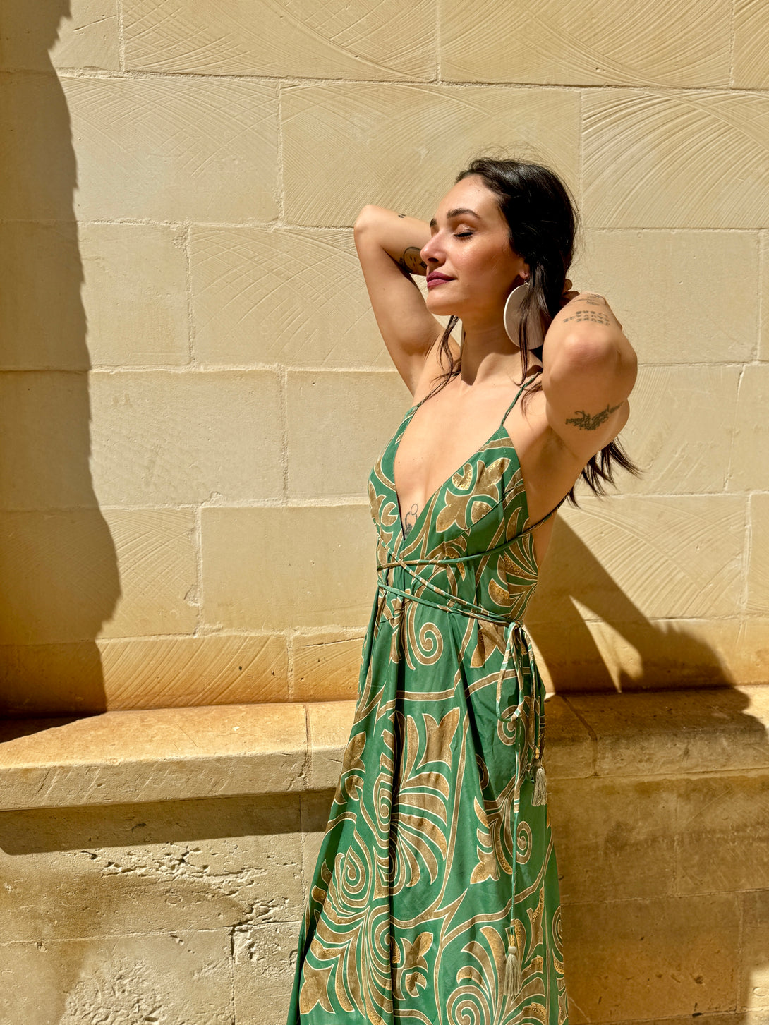 Vestito lungo seta open back Patty metallic-Vestito-WhyY-Bijondo