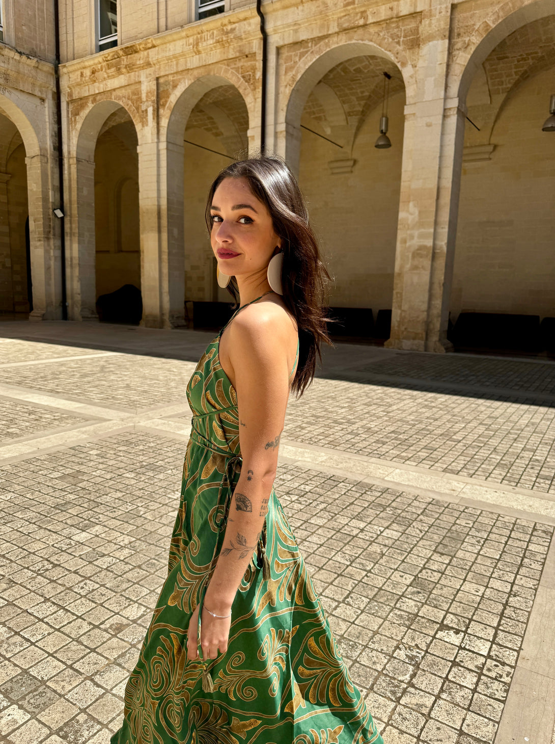 Vestito lungo seta open back Patty metallic-Vestito-WhyY-Bijondo