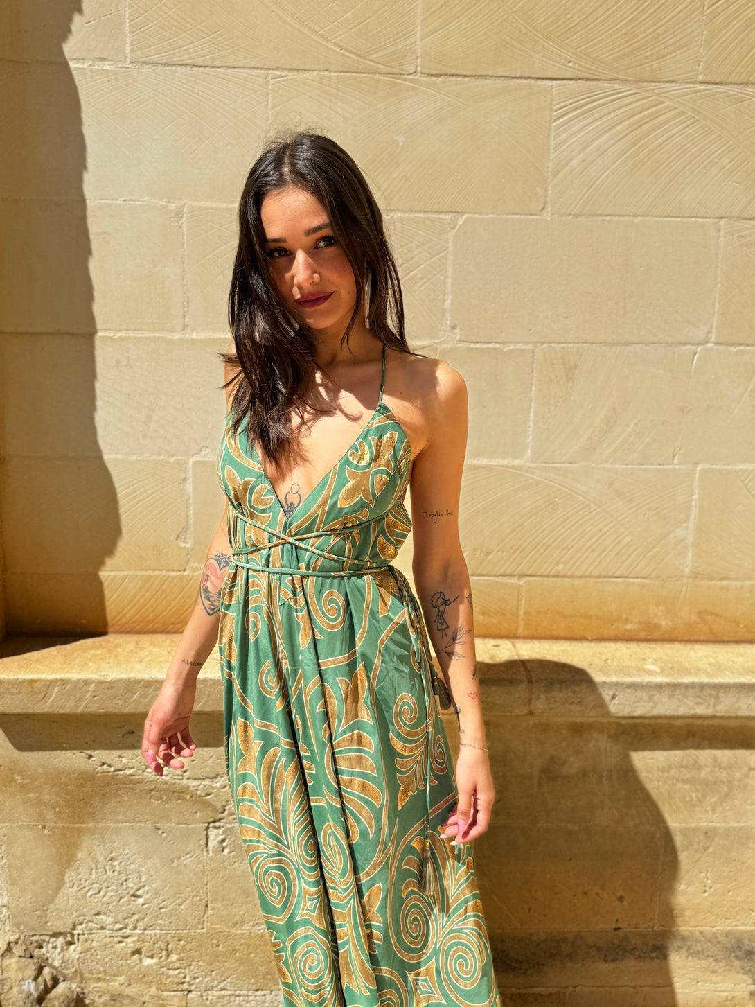 Vestito lungo seta open back Patty metallic-Vestito-WhyY-Bijondo