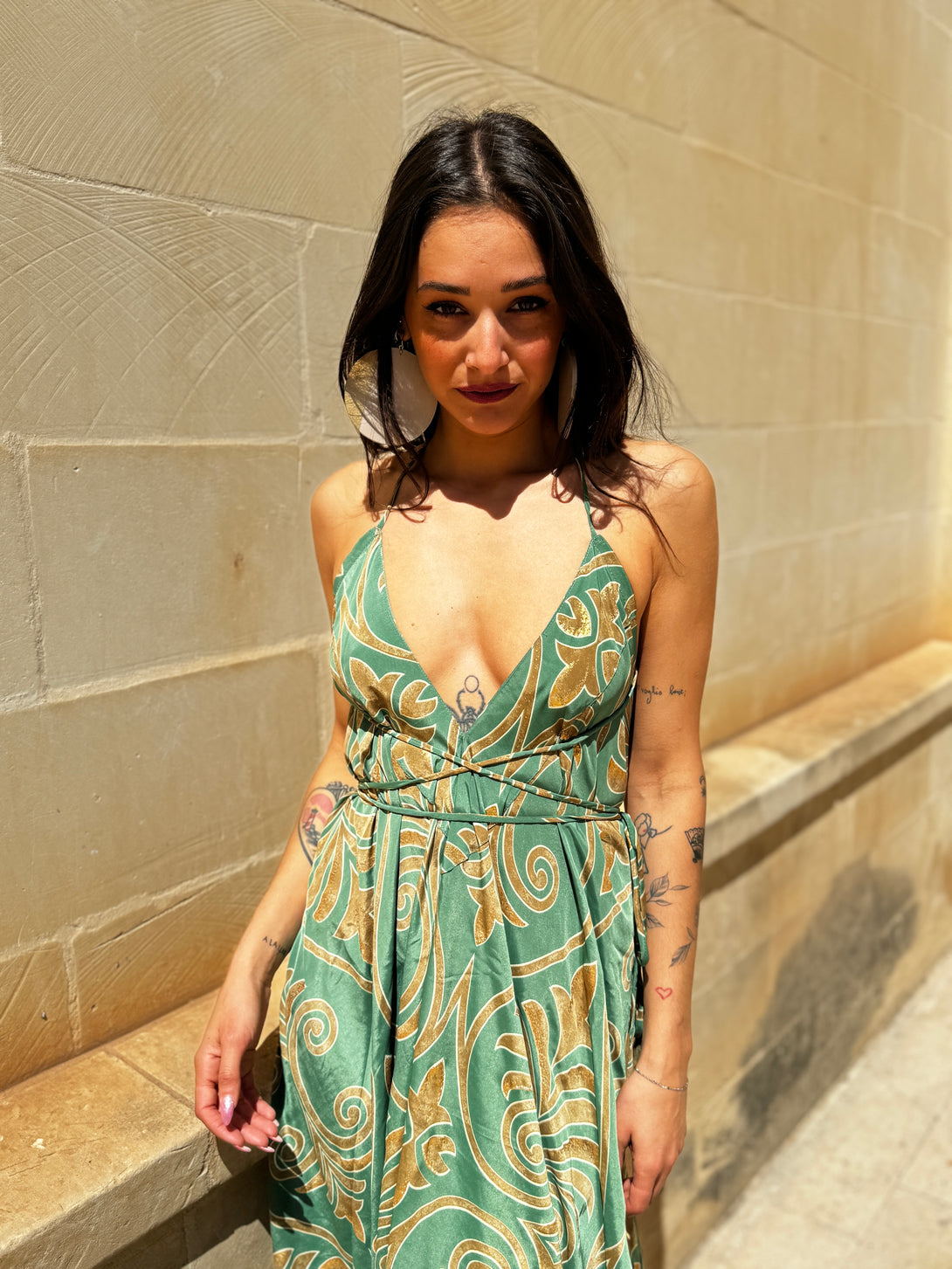 Vestito lungo seta open back Patty metallic-Vestito-WhyY-Bijondo