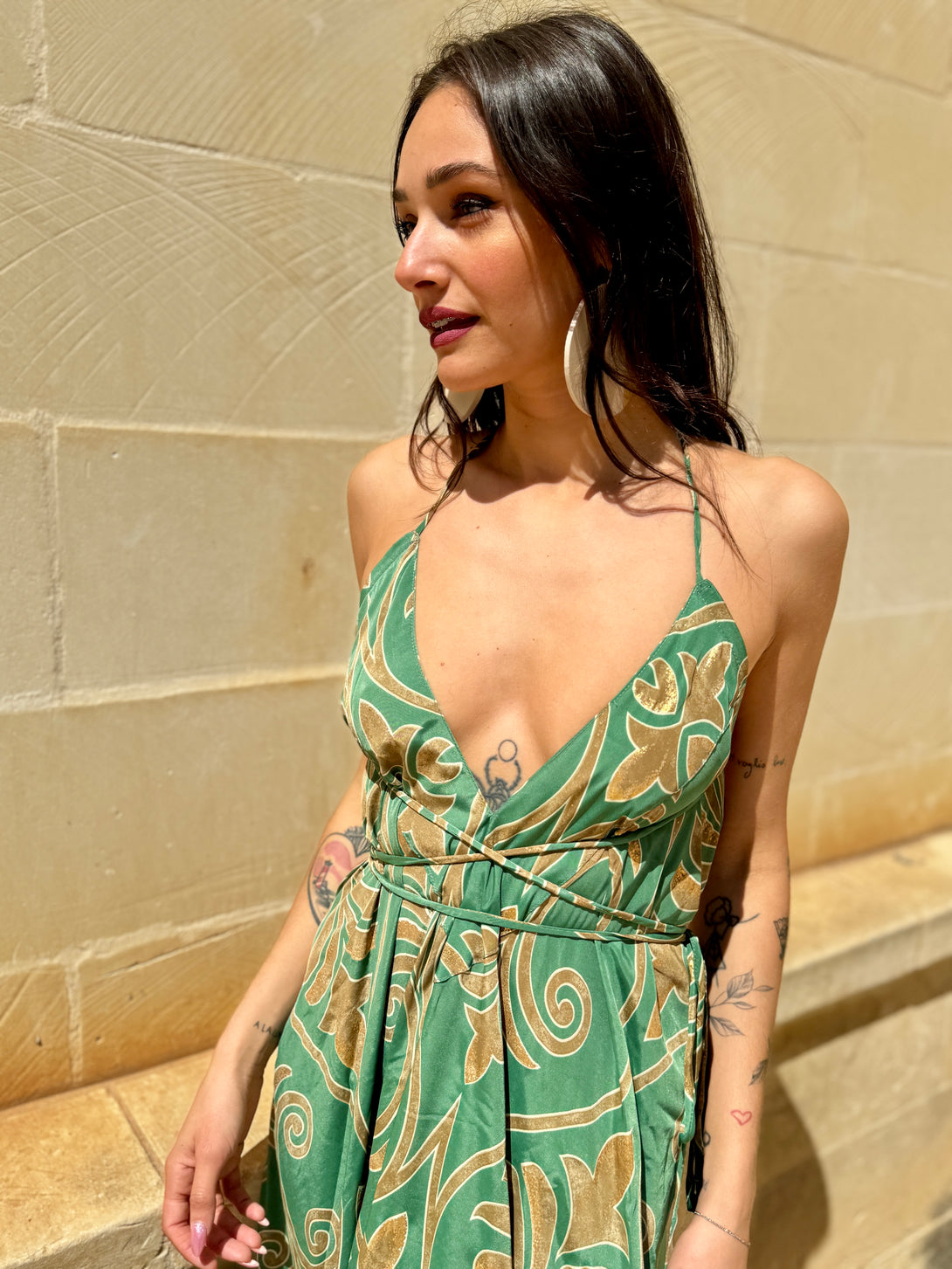 Vestito lungo seta open back Patty metallic-Vestito-WhyY-Bijondo