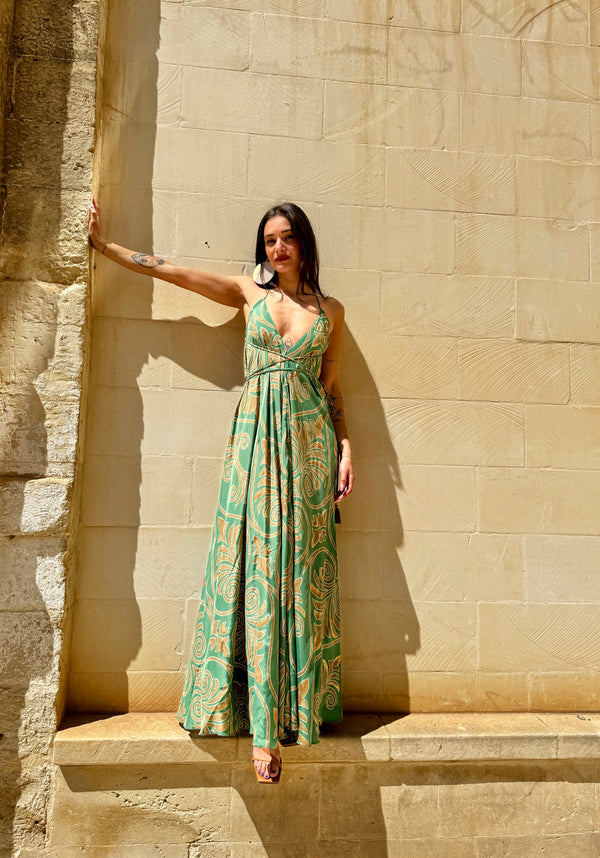 Vestito lungo seta open back Patty metallic-Vestito-WhyY-Bijondo