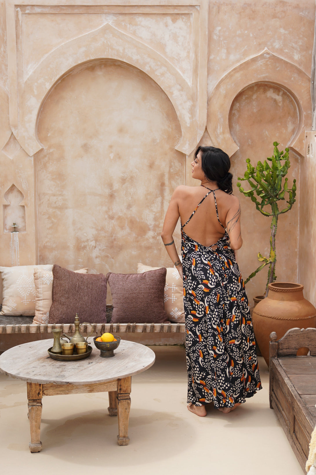 Vestito lungo seta open back Uliana-tucani-Bijondo