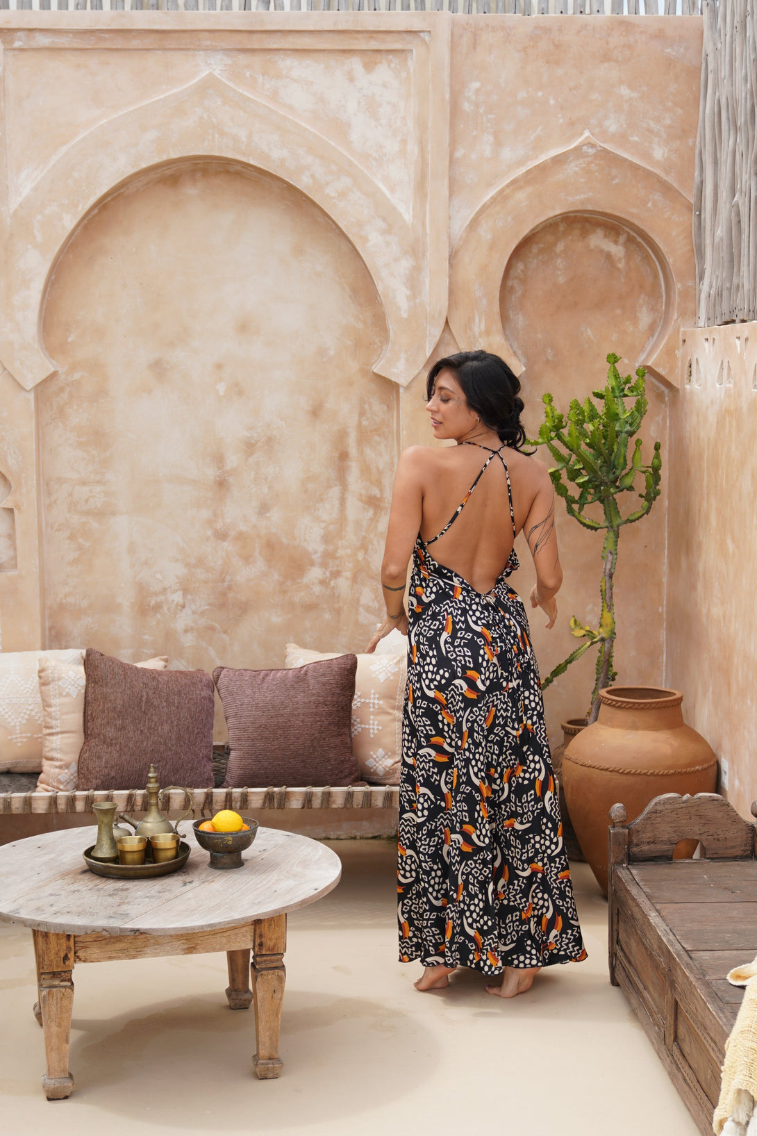 Vestito lungo seta open back Uliana-tucani-Bijondo