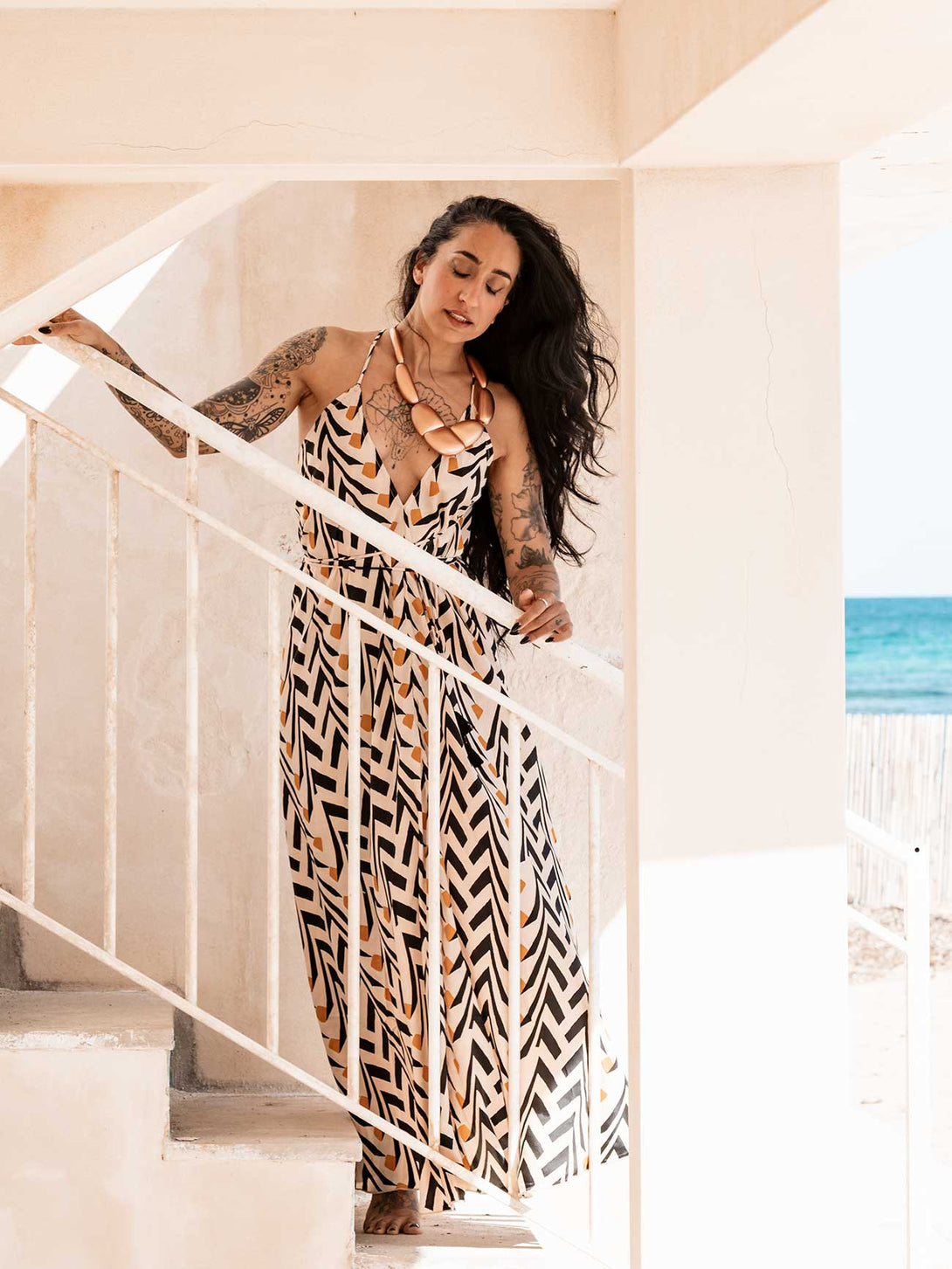 Vestito lungo seta open back Uliana-Vestito-WhyY-Bijondo