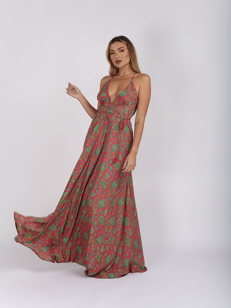 Vestito Lungo Uliana Open Back - rosso - Bijondo