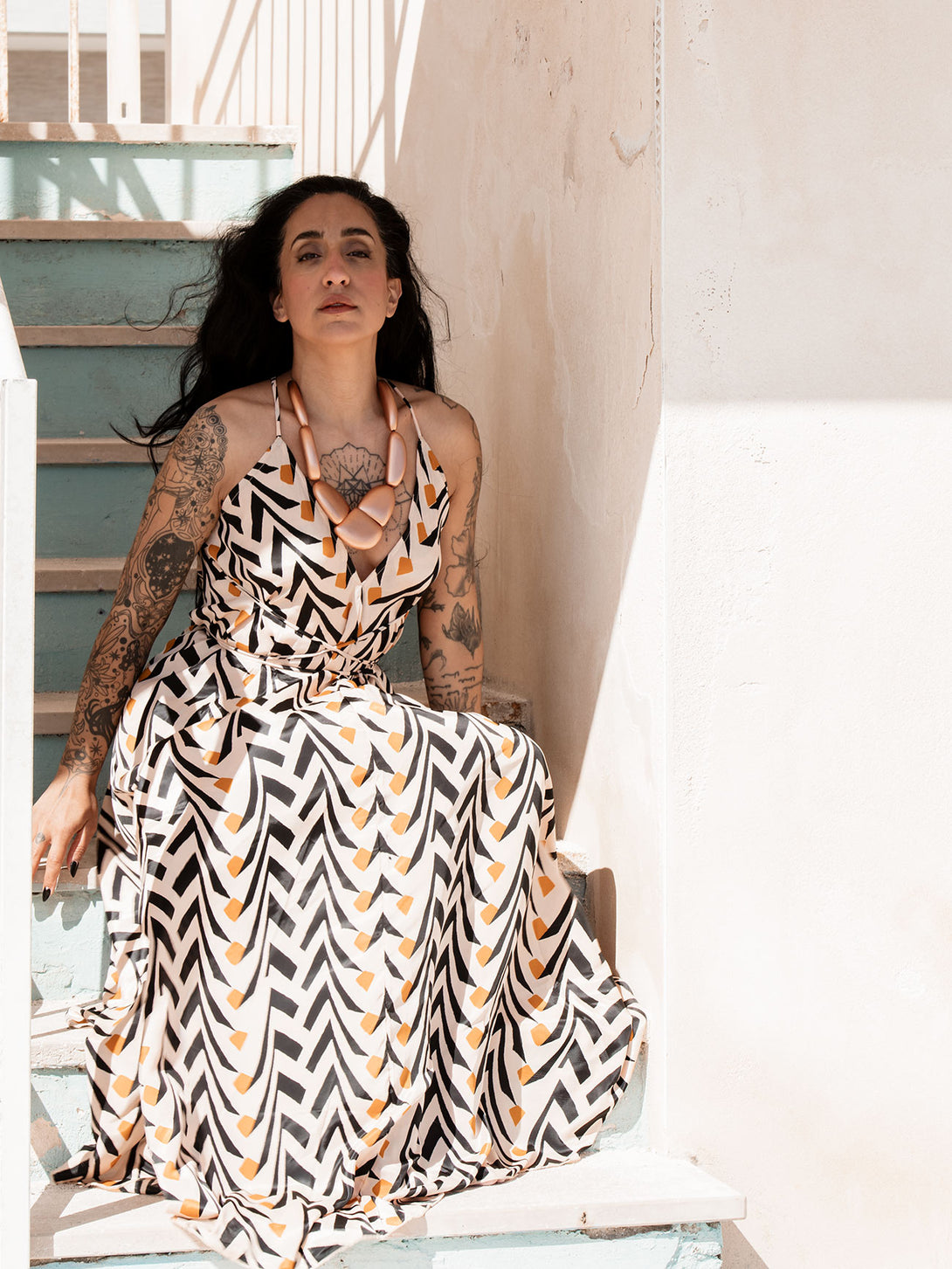 Vestito lungo seta open back Uliana-Vestito-WhyY-Bijondo