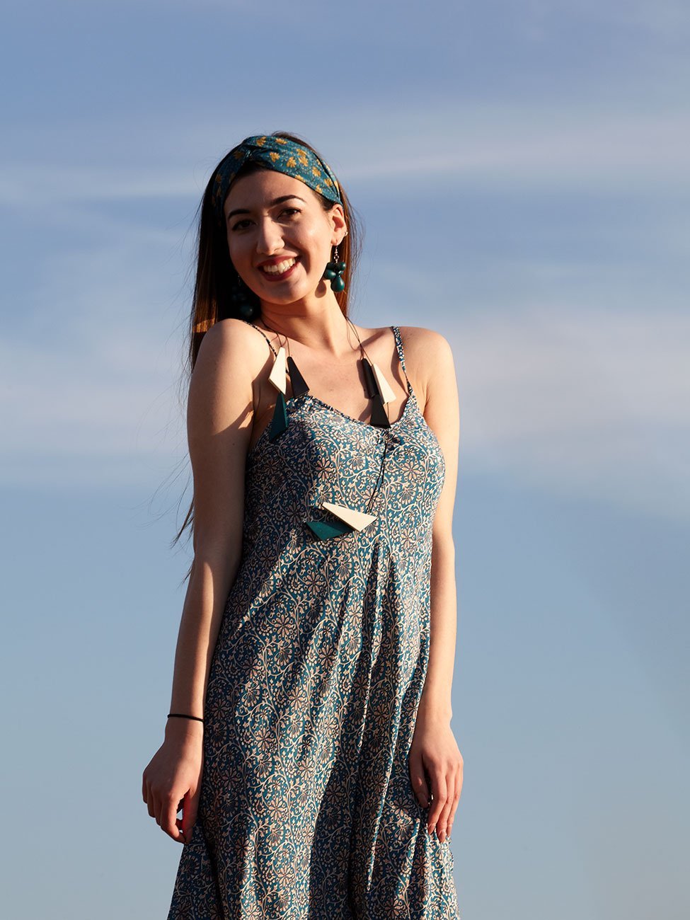 Vestito Seta Selma - azzurro - Bijondo