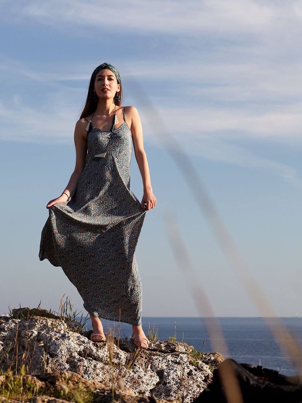 Vestito Seta Selma - azzurro - Bijondo