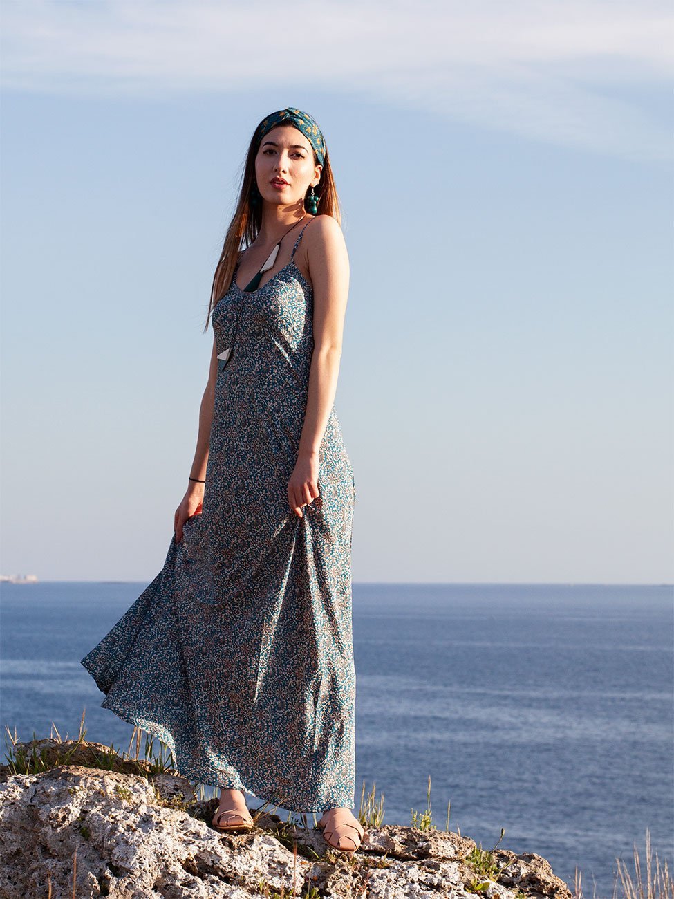 Vestito Seta Selma - azzurro - Bijondo