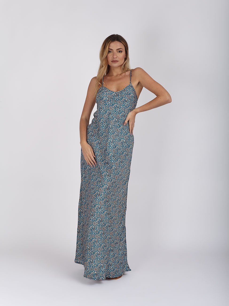 Vestito Seta Selma - azzurro - Bijondo