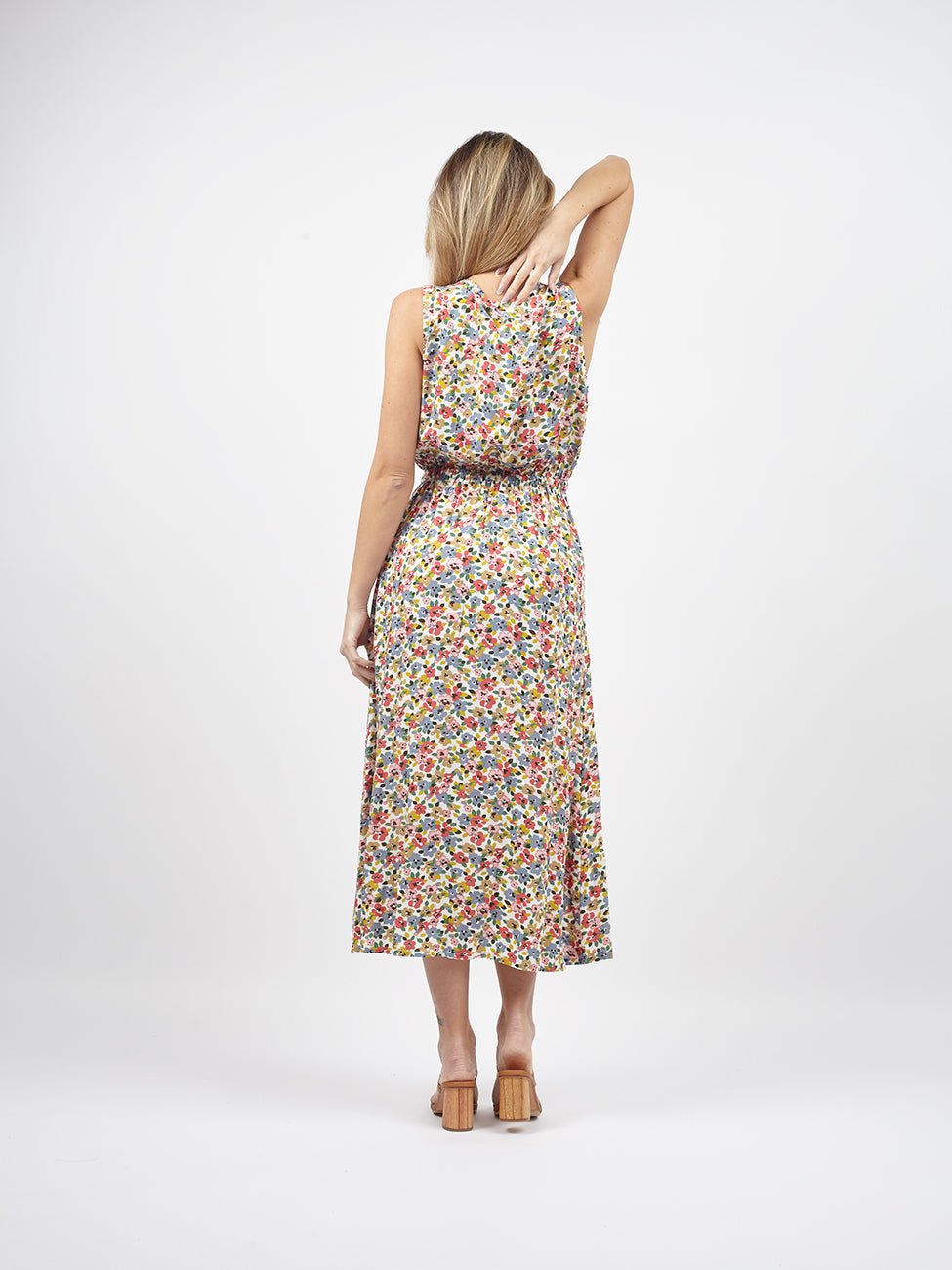 Vestito lungo smanicato stile impero Kirsten - floreale - Bijondo