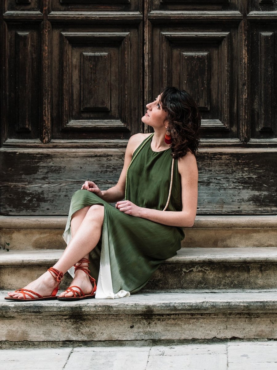 Vestito lungo stampa sfumata Isabella - giallo - Bijondo