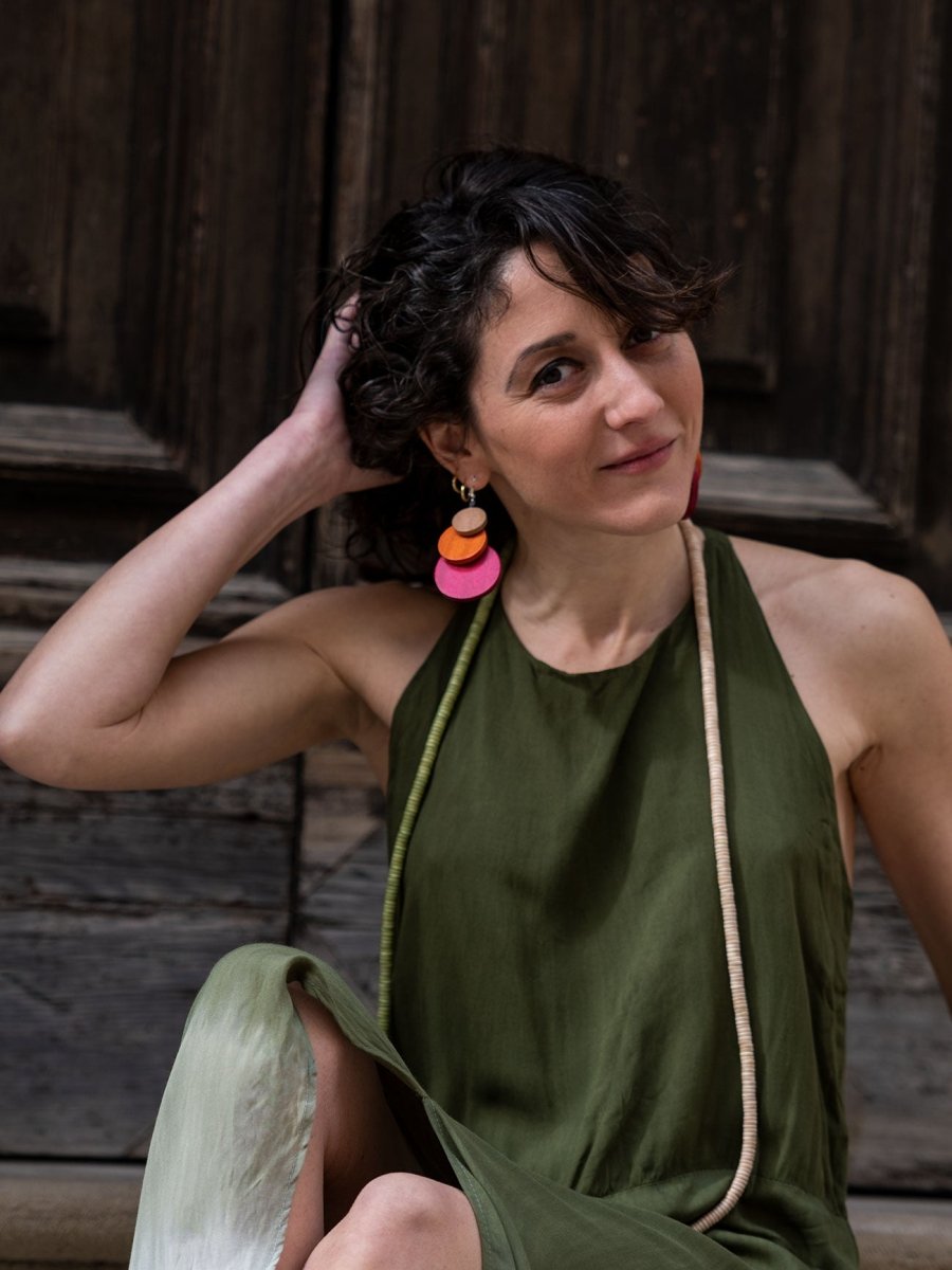 Vestito lungo stampa sfumata Isabella - giallo - Bijondo