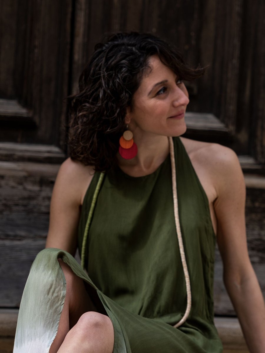 Vestito lungo stampa sfumata Isabella - giallo - Bijondo