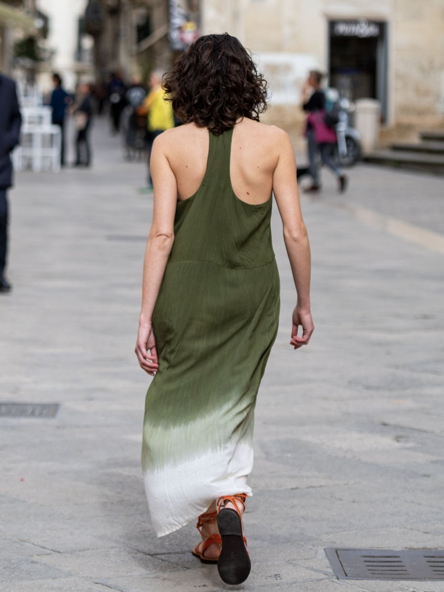 Vestito lungo stampa sfumata Isabella - giallo - Bijondo