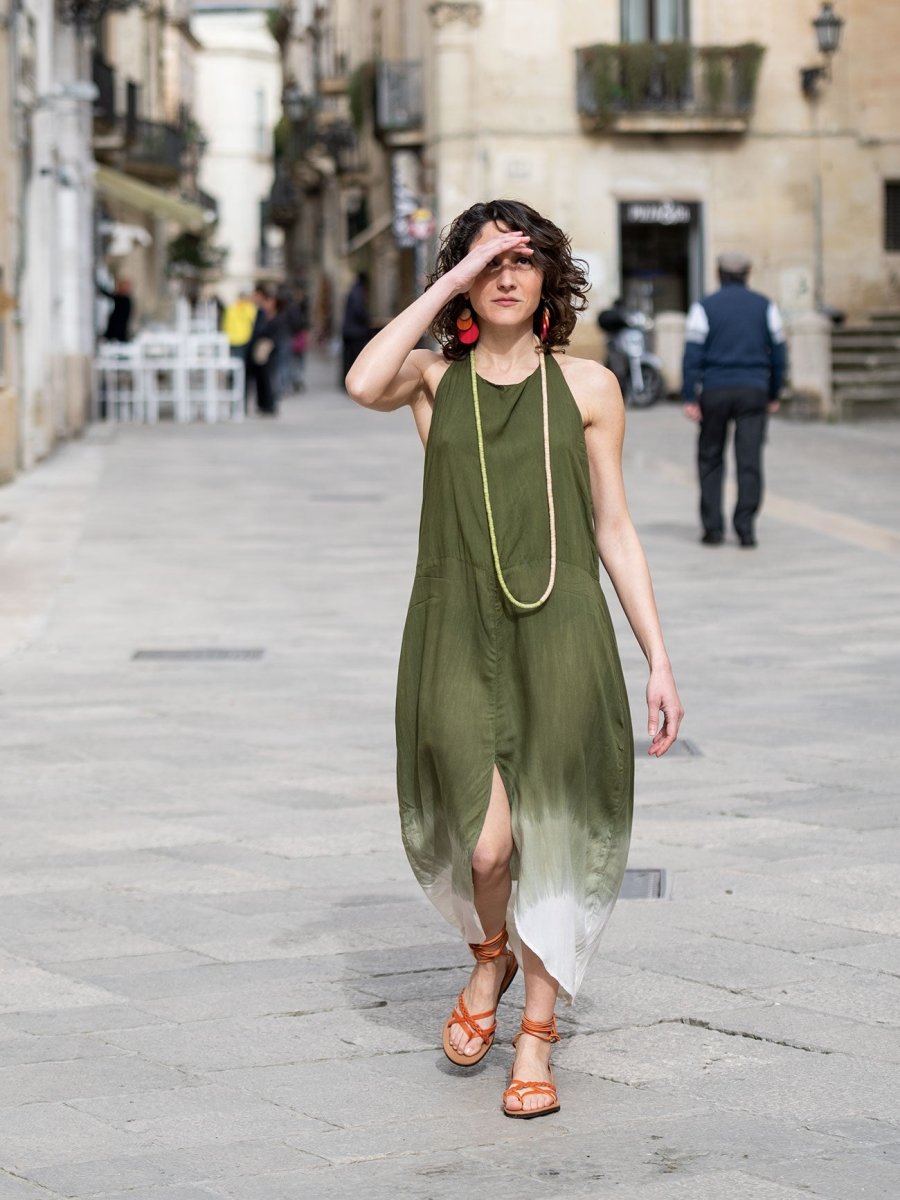 Vestito lungo stampa sfumata Isabella - giallo - Bijondo