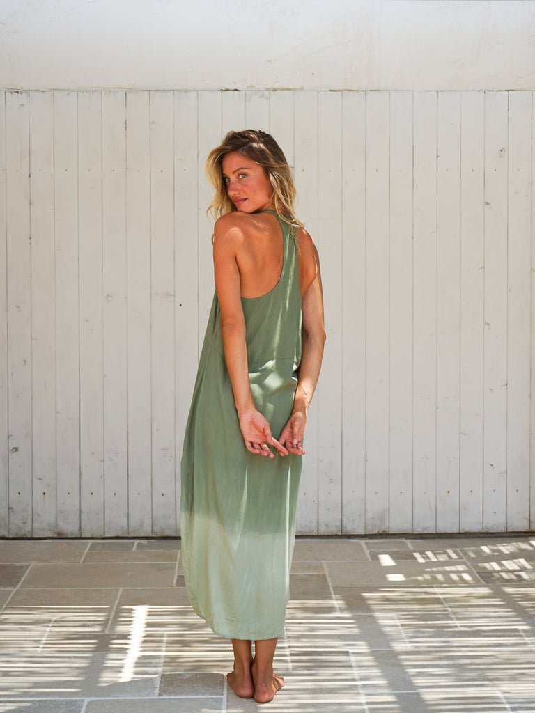 Vestito lungo stampa sfumata Isabella - verde - Bijondo