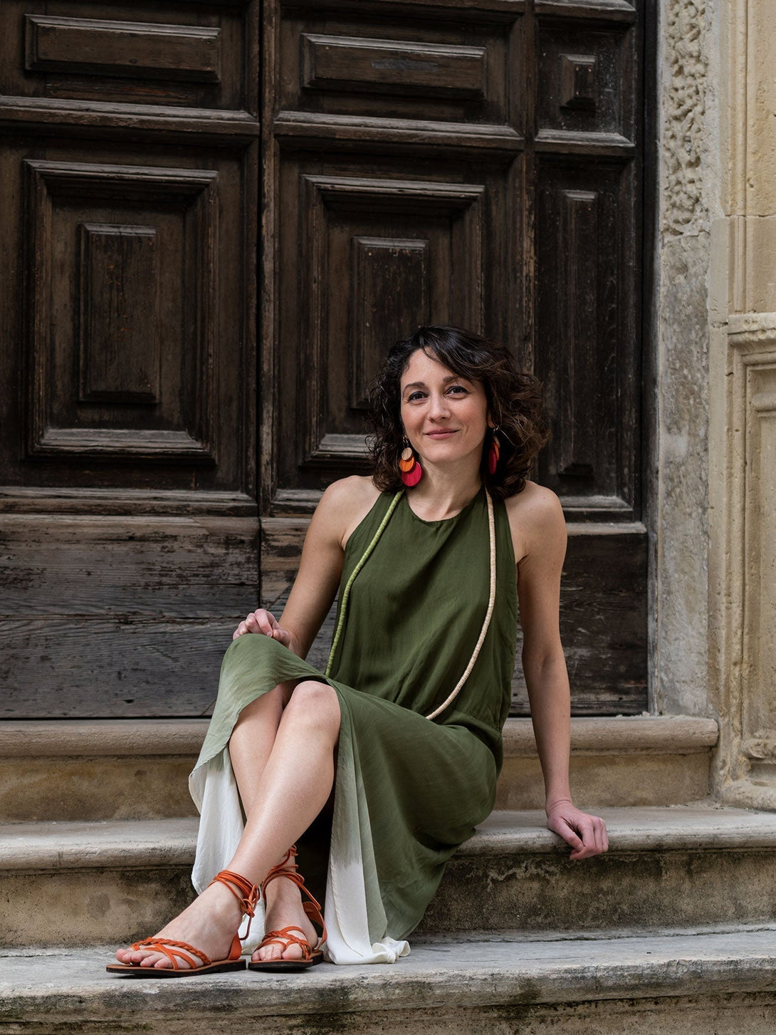 Vestito lungo stampa sfumata Isabella - giallo - Bijondo