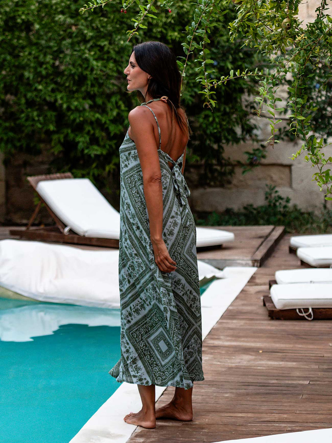 Vestito lungo svasato rayon con fiocco Cesira-Vestito-Bijondo-Bijondo