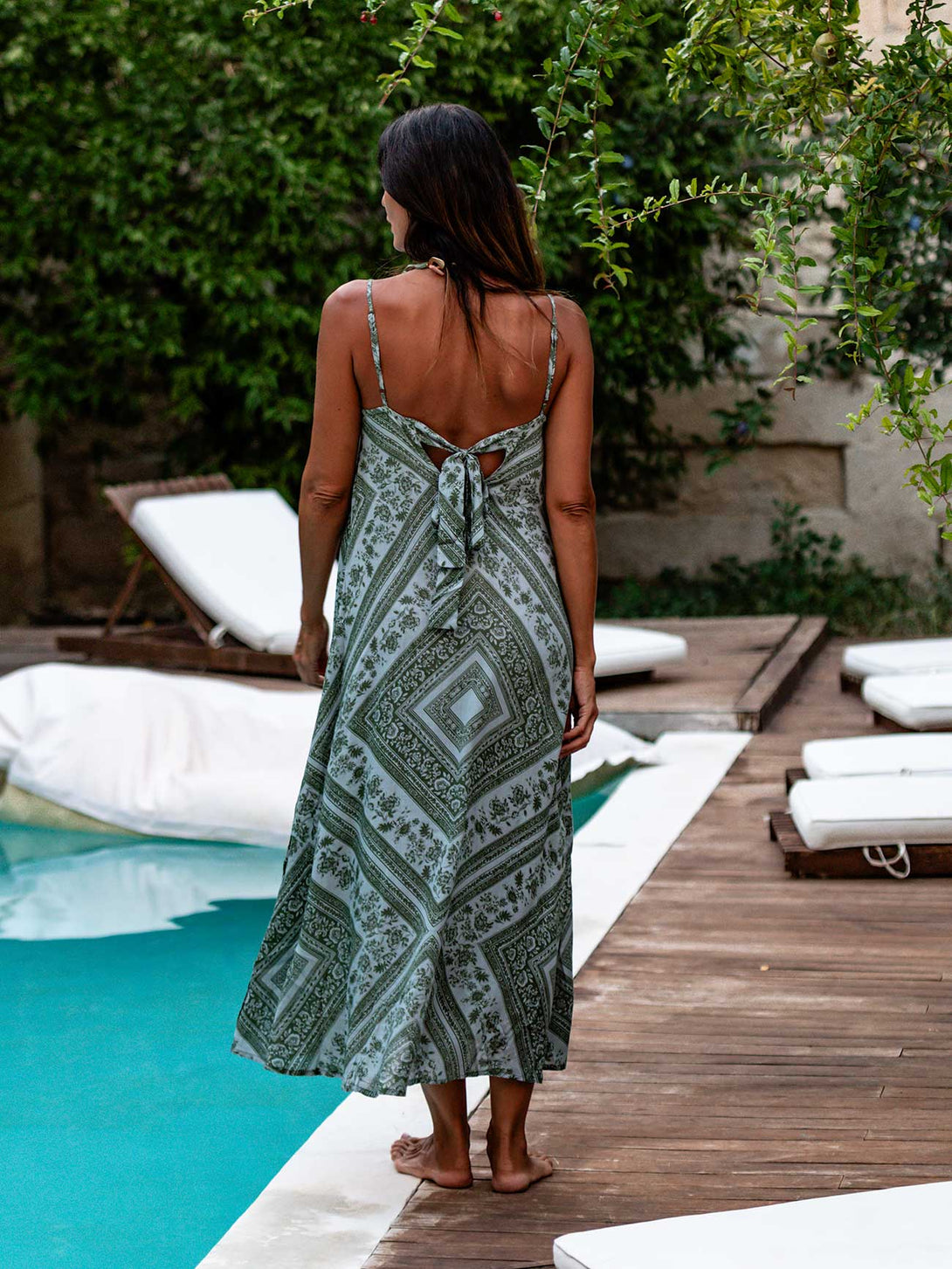 Vestito lungo svasato rayon con fiocco Cesira-Vestito-Bijondo-Bijondo