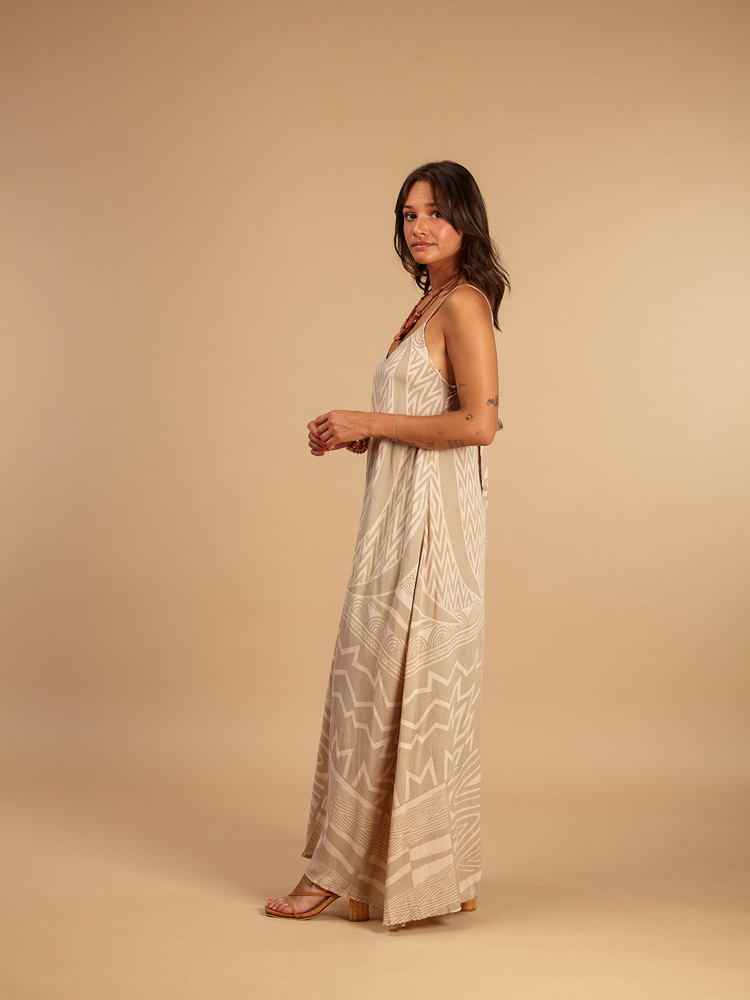 Vestito lungo svasato rayon con fiocco Cesira-Vestito-Bijondo-Bijondo