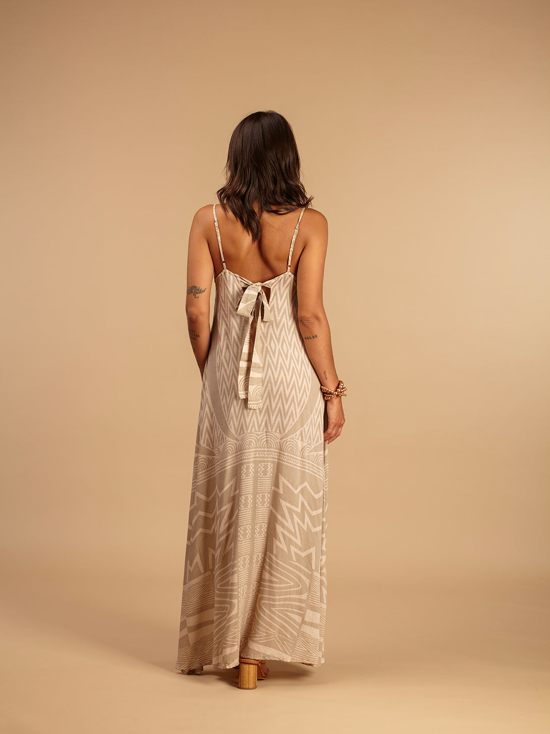 Vestito lungo svasato rayon con fiocco Cesira-Vestito-Bijondo-Bijondo