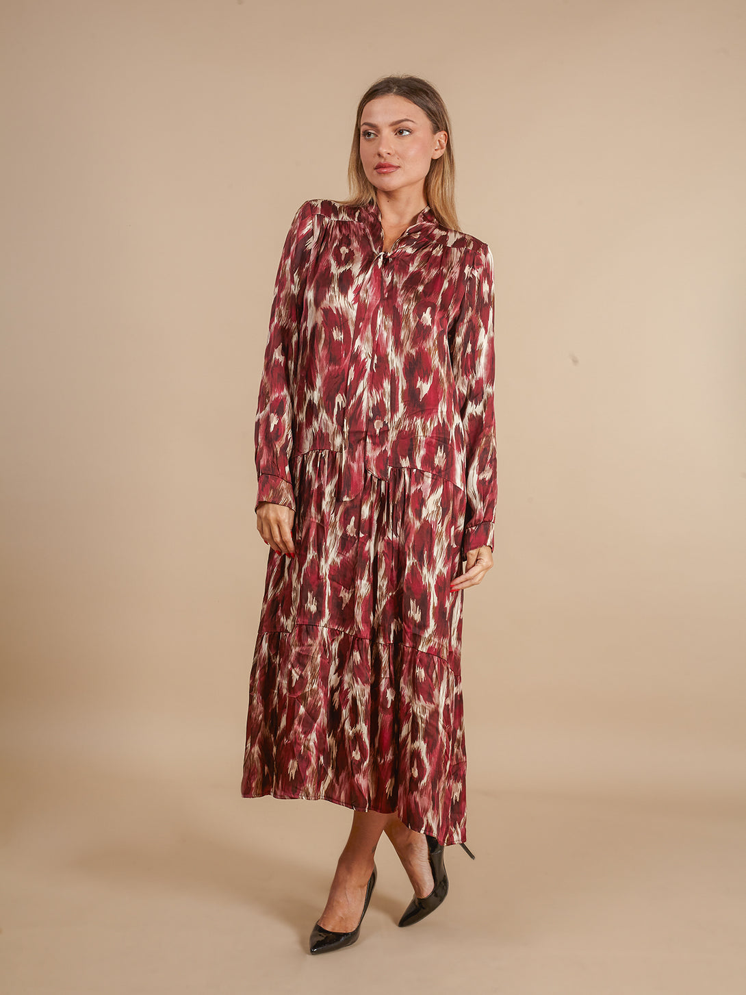 Vestito lungo viscosa Jemma-vestito-Bijondo-Bordeaux-S-Bijondo