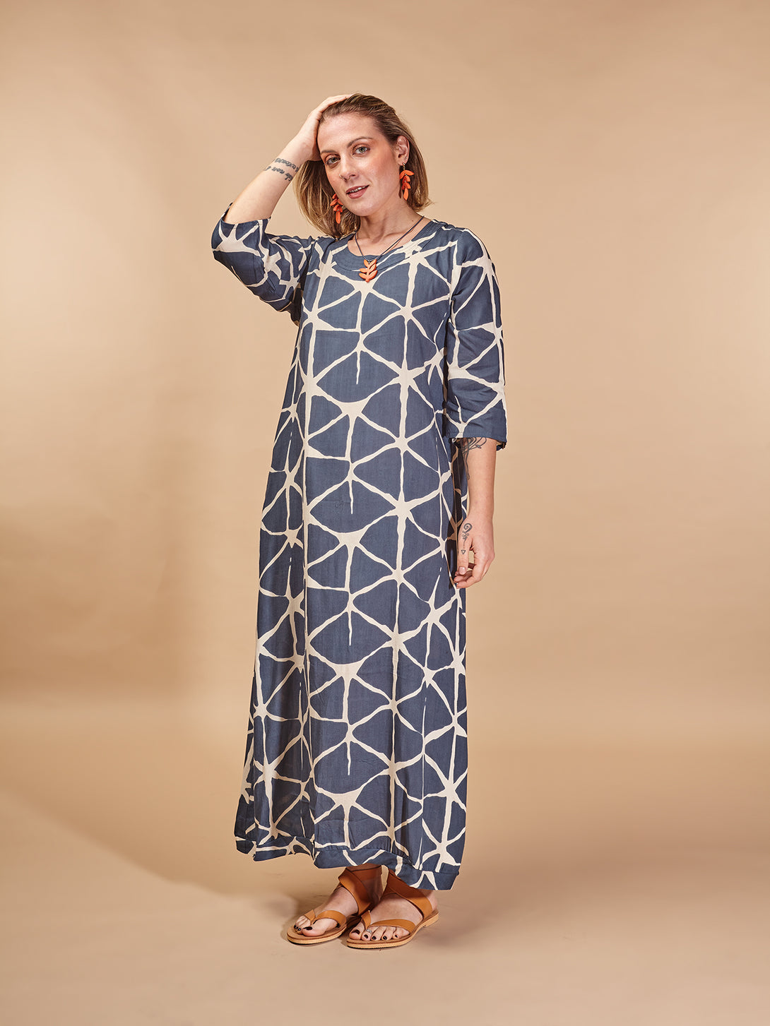 Vestito lungo, viscosa Naya-Vestito-Bijondo-Blu-taglia unica-Bijondo