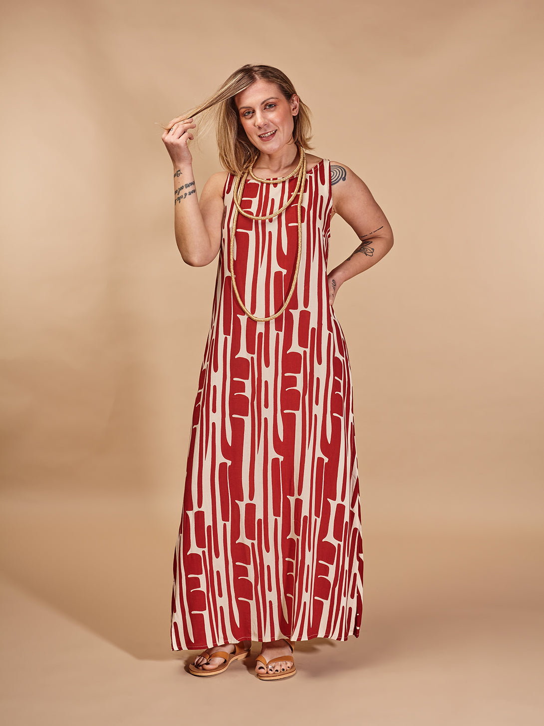 Vestito lungo viscosa Sonia-Vestito-Bijondo-Rosso-S-M-Bijondo