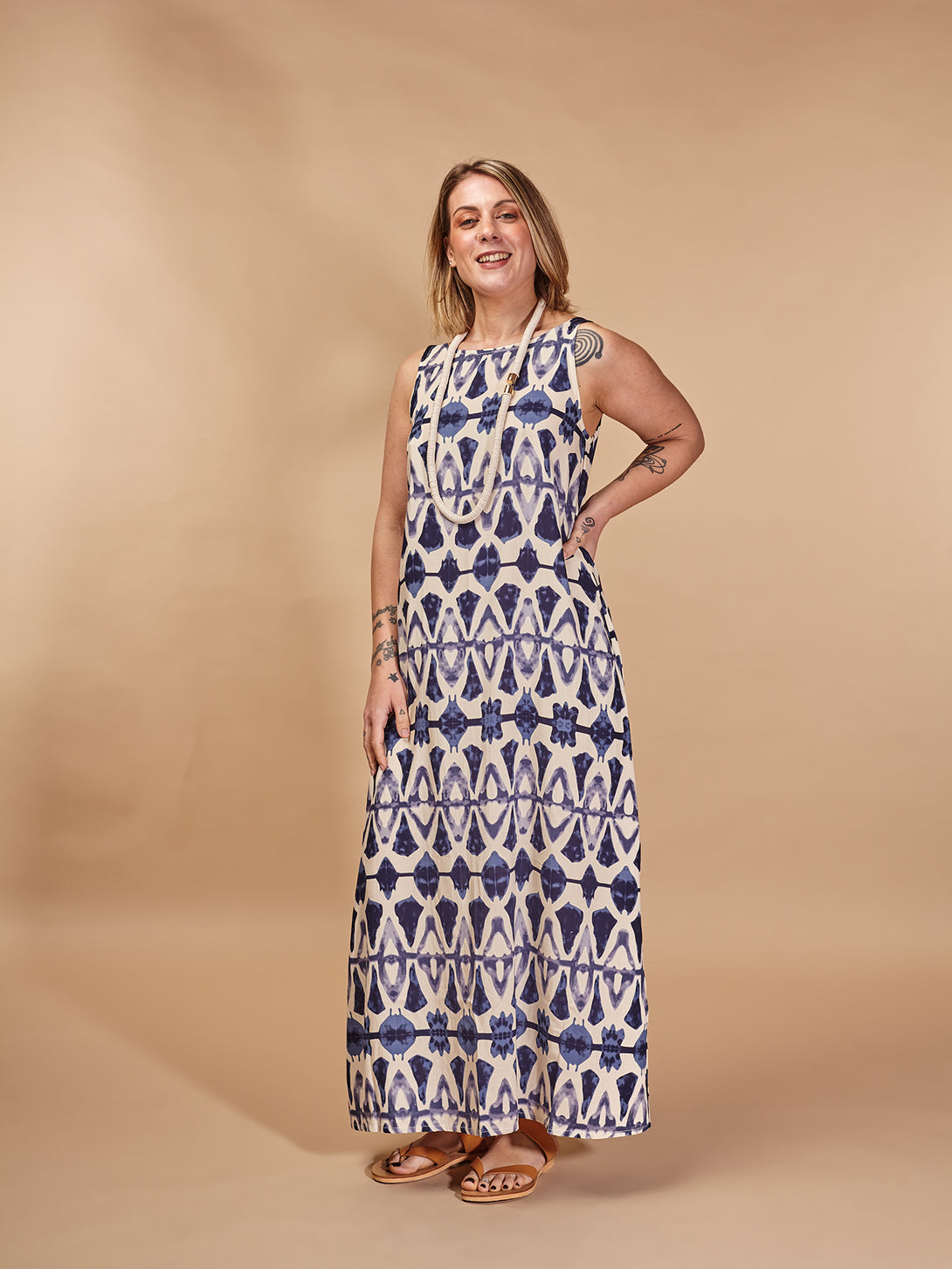 Vestito lungo, viscosa boho Silvia-vestito-Bijondo-Blu-S-M-Bijondo