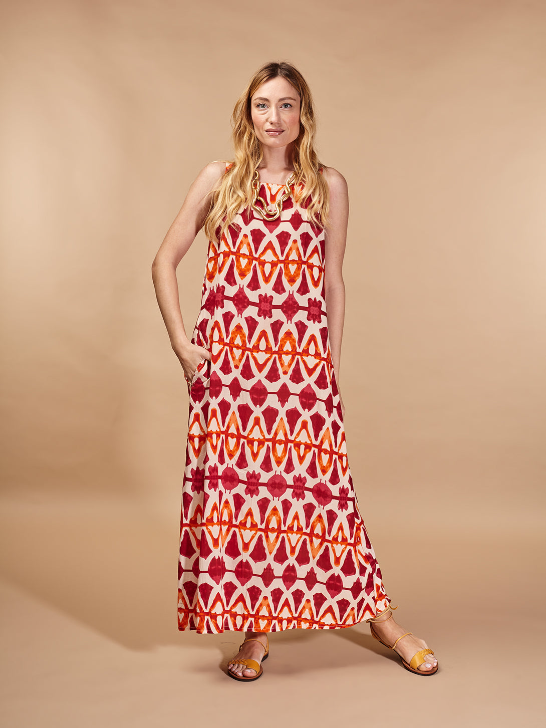 Vestito lungo, viscosa boho Silvia-vestito-Bijondo-Rosso-S-M-Bijondo