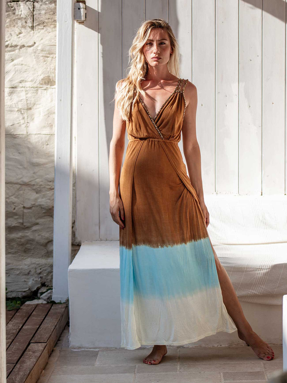 Vestito lungo, viscosa elasticizzato Rebecca-vestito lungo-Bijondo-Bijondo