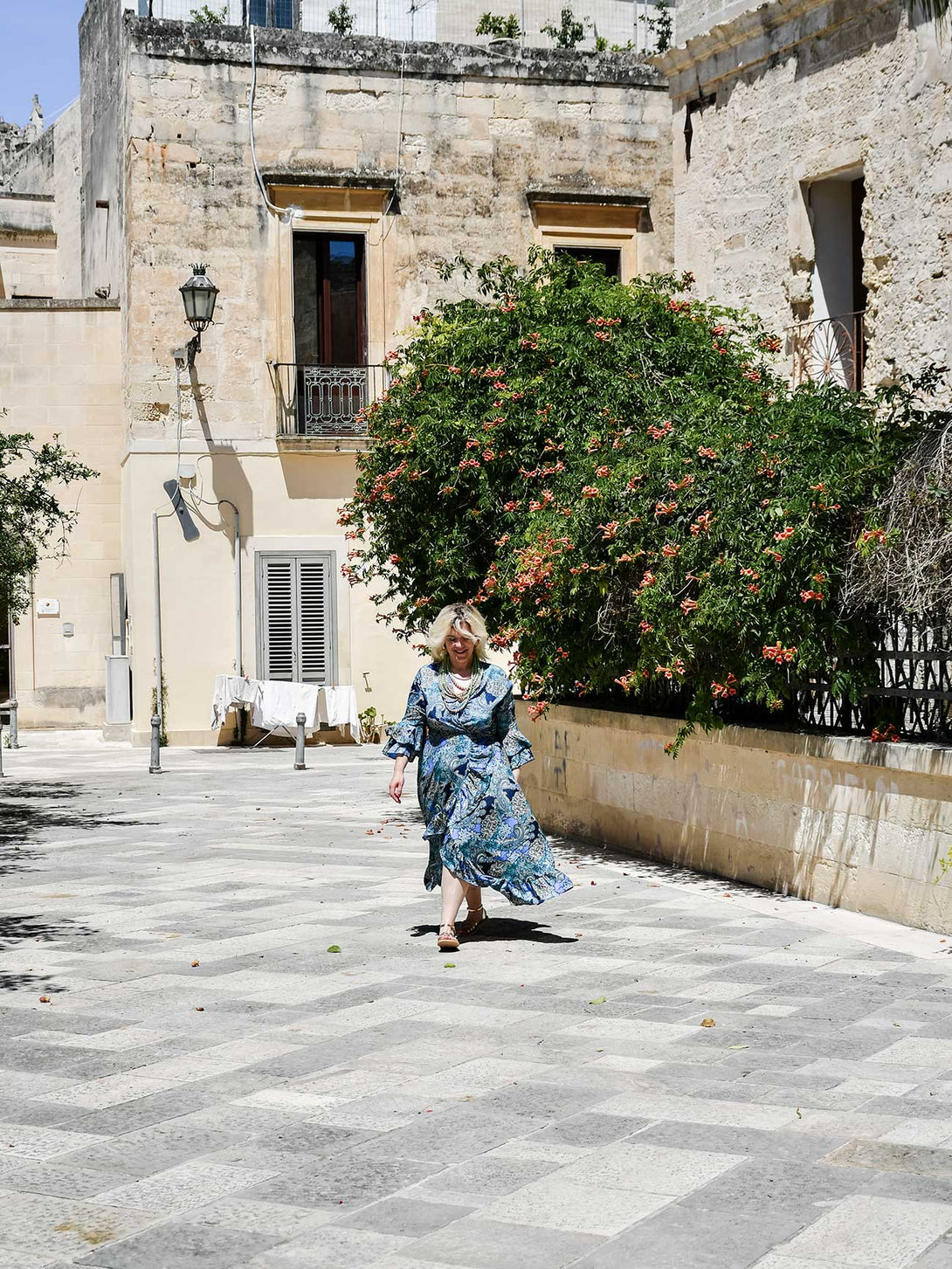 Vestito lungo wrap seta rouches Gilda-Vestito-WhyY-Bijondo