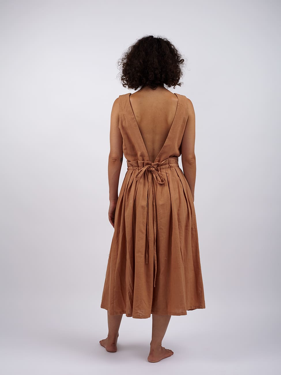 Vestito midi cotone Bhanwari - cappuccino - Bijondo