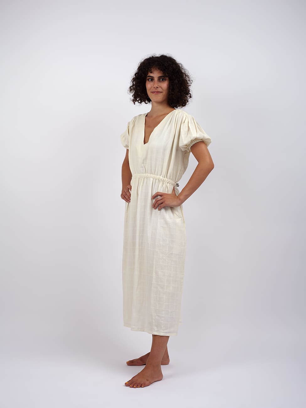 Vestito midi cotone bianco Sharmili - bianco - Bijondo