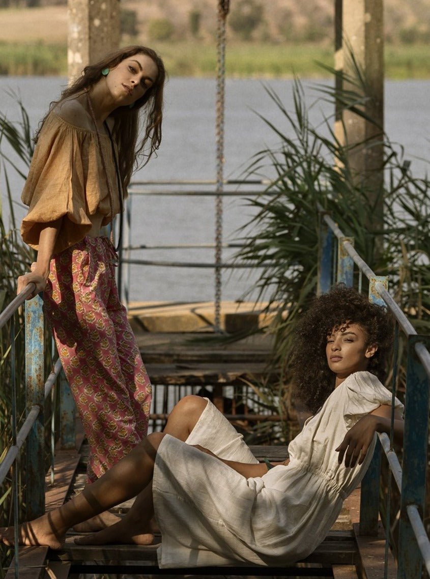 Vestito midi cotone bianco Sharmili - bianco - Bijondo