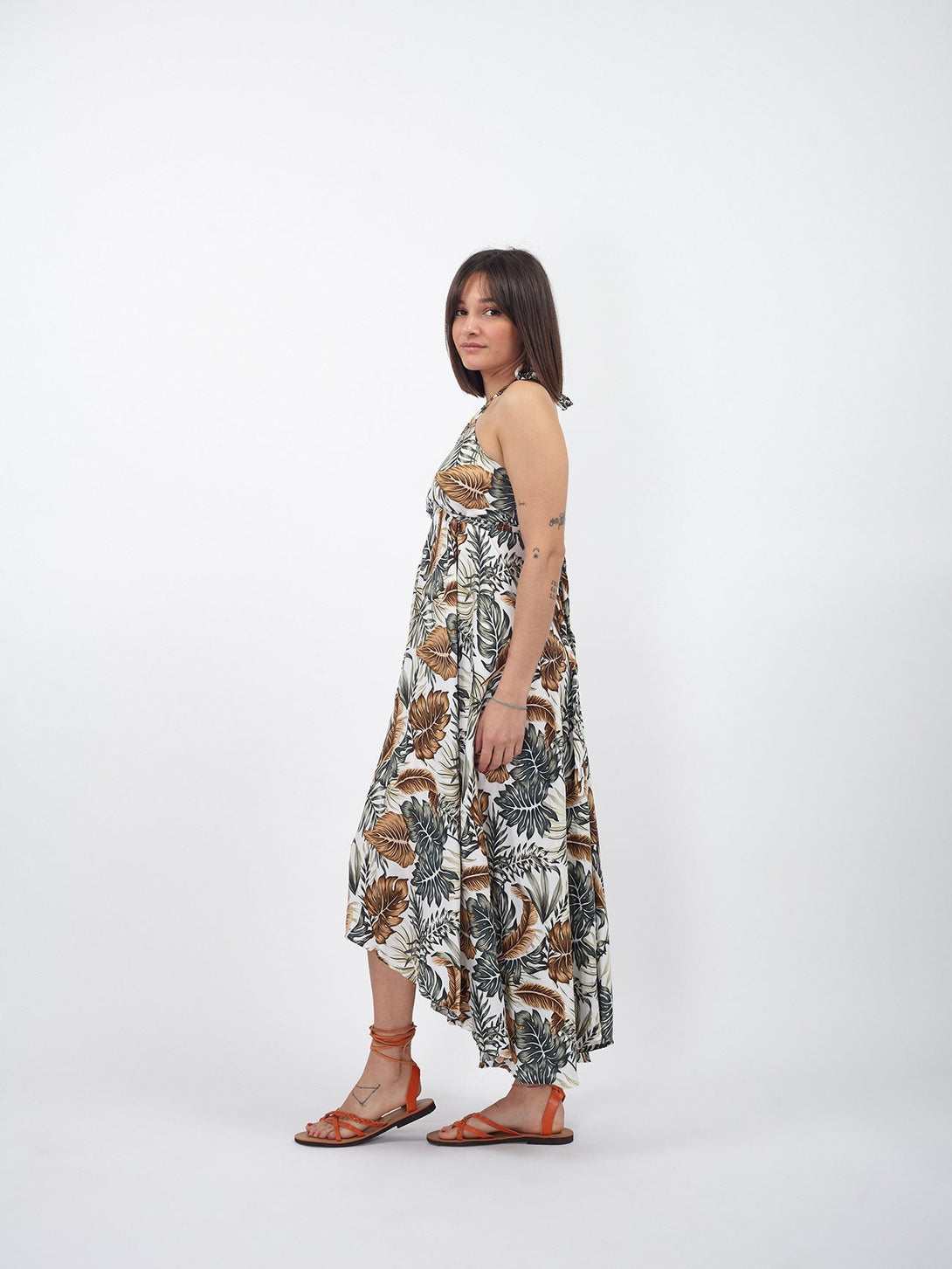 Vestito midi in rayon scollo ad incrocio Patrizia-bianco-Bijondo